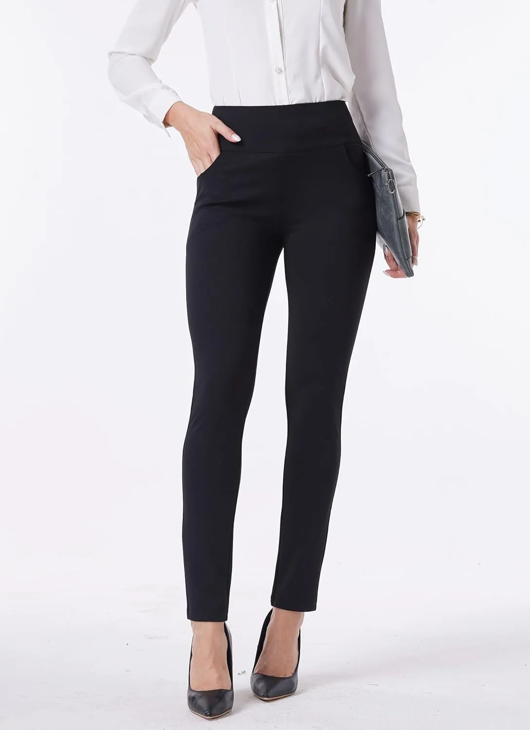 zsangbee Dress Pants for Women Comfort Stretch Skinny Leg High Waist Pull on Pants with Pockets for Work